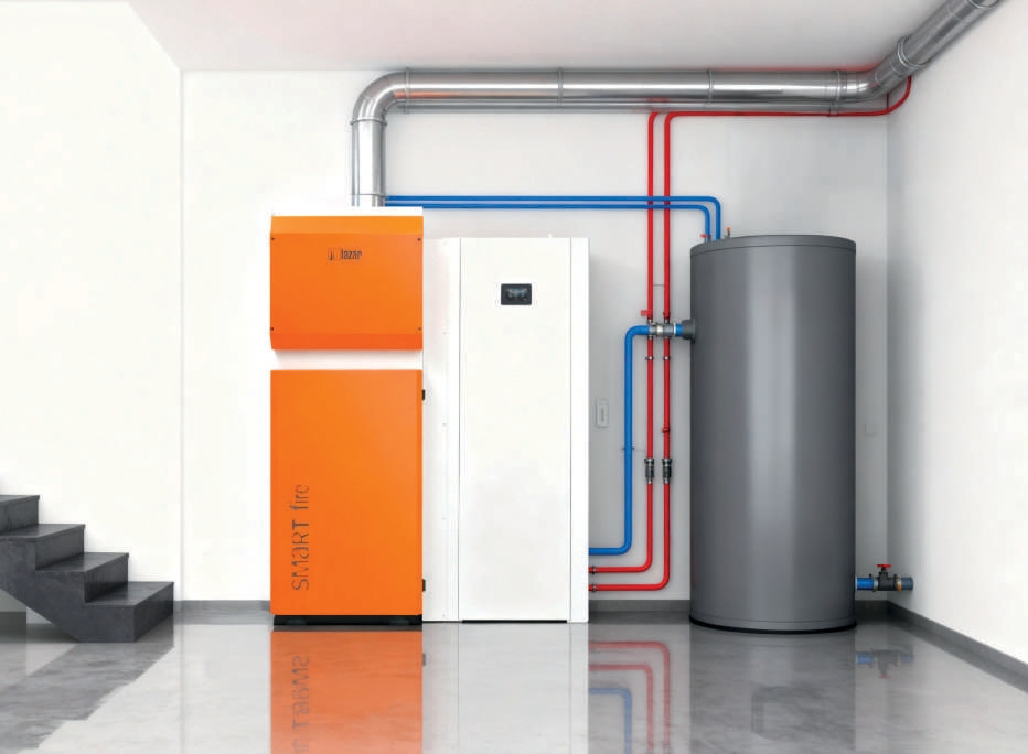 Kocioł Lazar SMARTFIRE 81 na pellet w kotłowni dużego obiektu