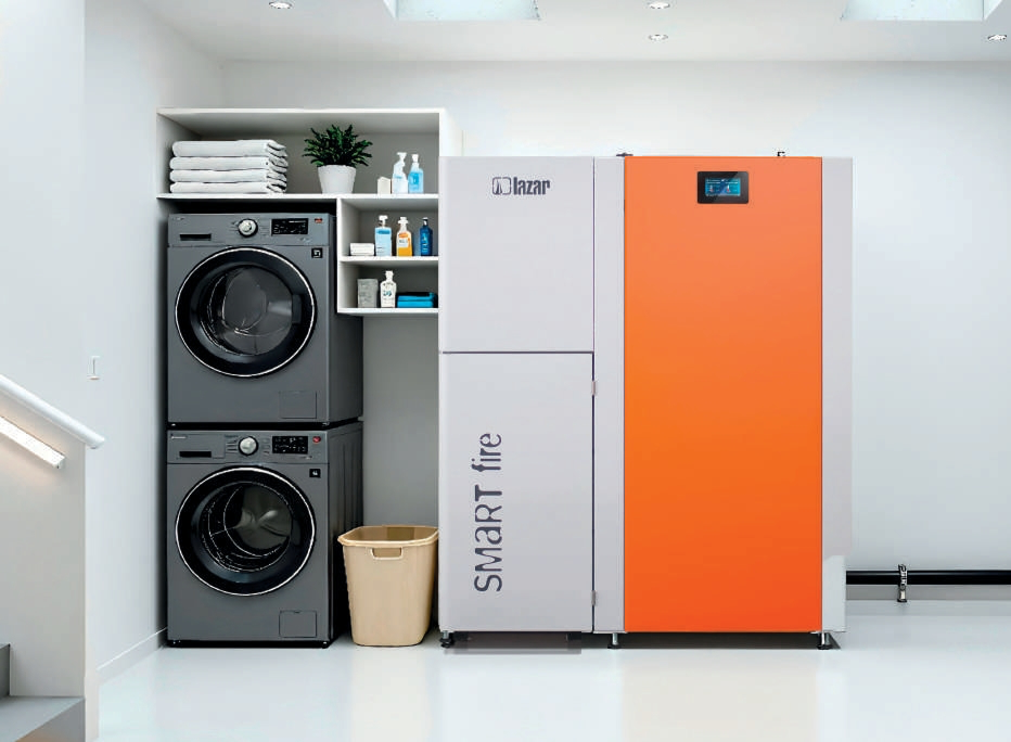 Kocioł Lazar SmartFire na pellet w kotłowni